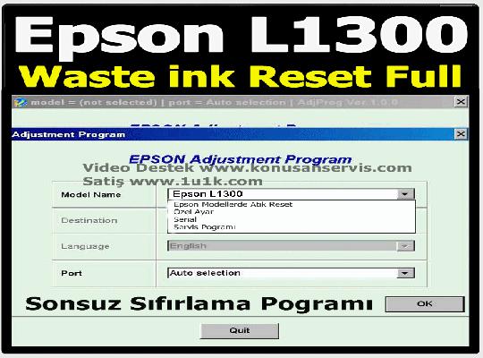 Epson L1300 Reset Emici Dolu Giderme